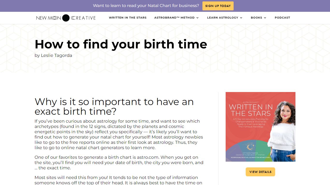 How to find your birth time - New Moon Creative